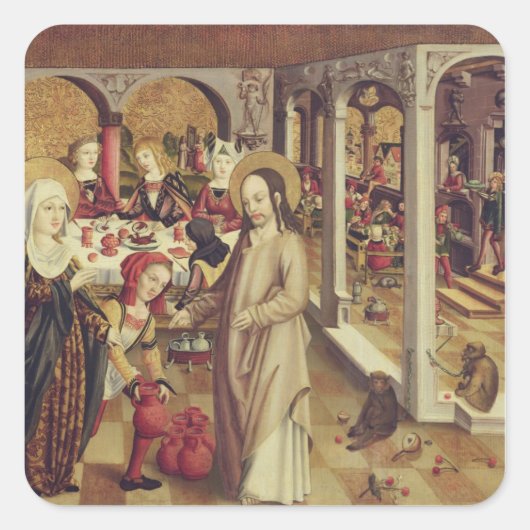 The Marriage at Cana, c.1500 Vierkante Sticker (Voorkant)