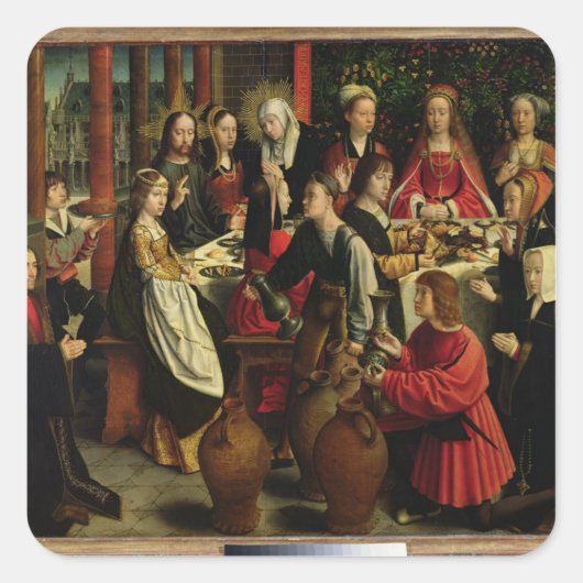 The Marriage Feast at Cana, c.1500-03 Vierkante Sticker (Voorkant)