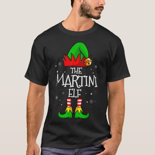 The Martini Elf Matching Family Christmas Funny Dr T-shirt (Voorkant)