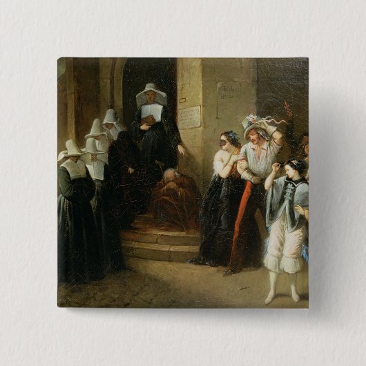 The Mask Ball, c.1870 Vierkante Button 5,1 Cm (Voorkant)
