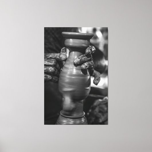 The Master’s Touch: Traditional Pottery Shaping in Canvas Afdruk (Voorkant)