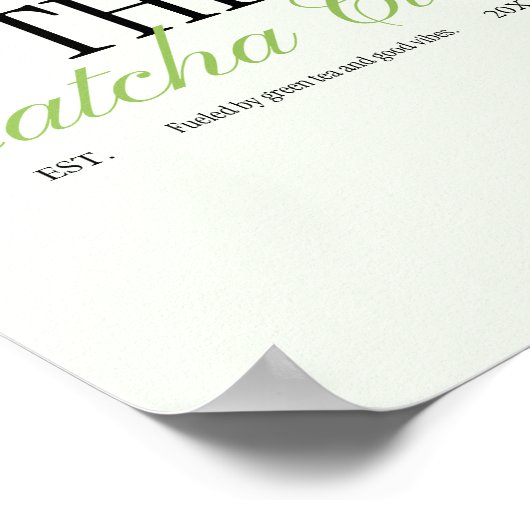 'The Matcha Club' Groene Retro Script Poster (Hoek)