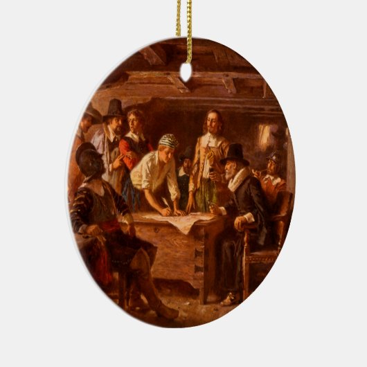 The Mayflower Compact by Jean Leon Gerome Ferris Keramisch Ornament (Rechts)