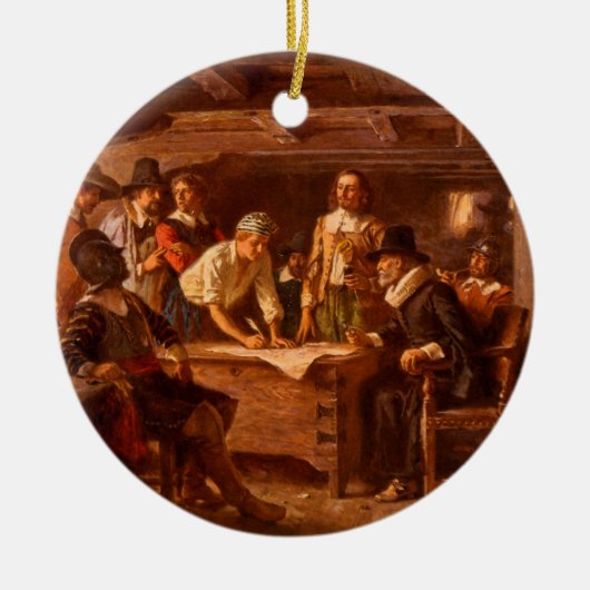 The Mayflower Compact by Jean Leon Gerome Ferris Keramisch Ornament (Voorkant)