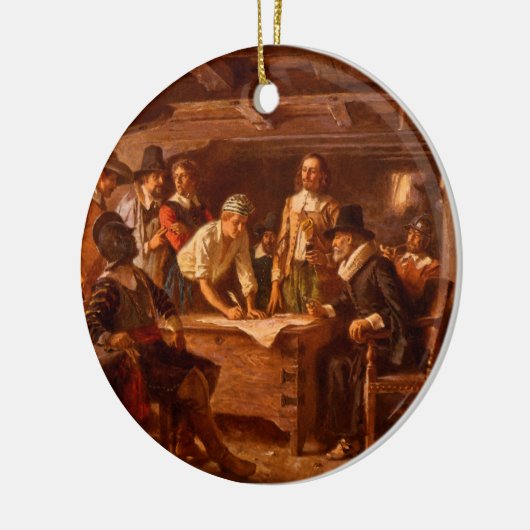 The Mayflower Compact by Jean Leon Gerome Ferris Keramisch Ornament (Links)