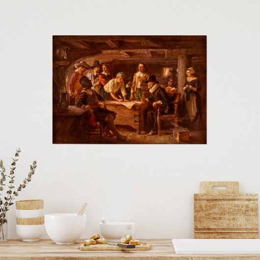 The Mayflower Compact by Jean Leon Gerome Ferris Poster (Keuken)