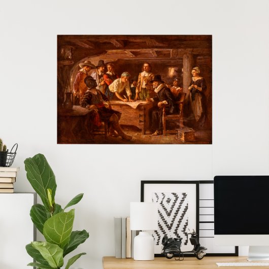 The Mayflower Compact by Jean Leon Gerome Ferris Poster (Thuiskantoor)