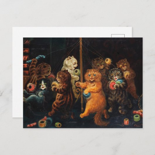 The Maypole by Louis Wain Feestdagenkaart (Voorkant / Achterkant)