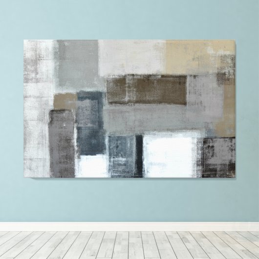 'The Maze' Neutral Abstract Art Canvas Print (Insitu (Houten vloer))