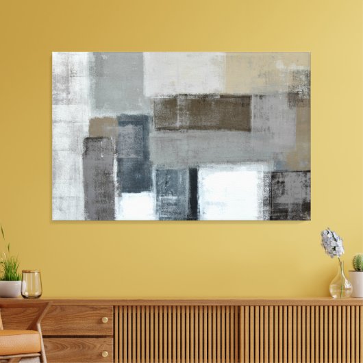 'The Maze' Neutral Abstract Art Canvas Print (Insitu (Woonkamer))