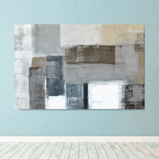 'The Maze' Neutral Abstract Art Canvas Print (Insitu (Houten vloer))