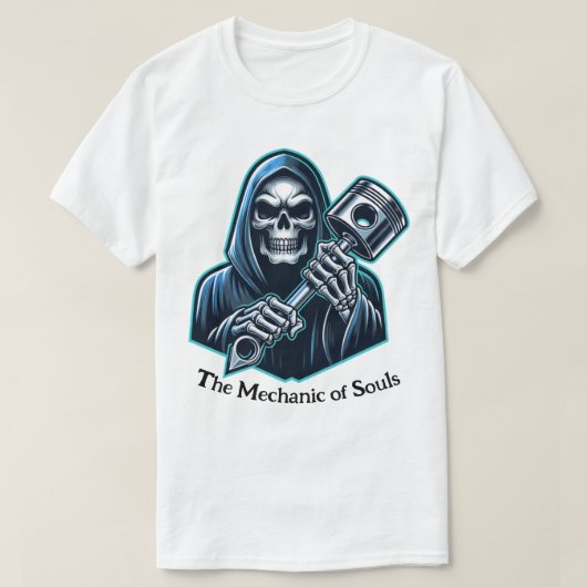 The Mechanic of Souls" Grim Reaper Piston T-shirt (Design voorkant)