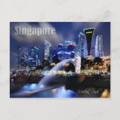 The Merlion en Singapore Skyline Briefkaart (Voorkant)