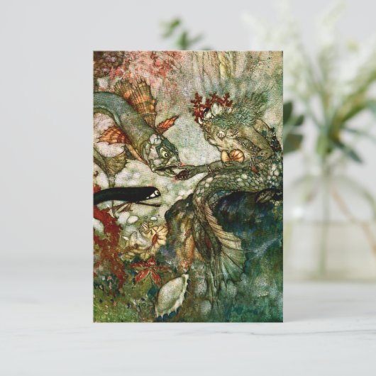 "The Mermaid King" van Edmund Dulac Bedankkaart (Staand voorkant)