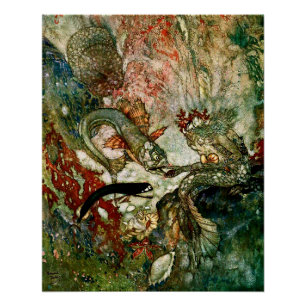"The Mermaid King" van Edmund Dulac Perfect Poster
