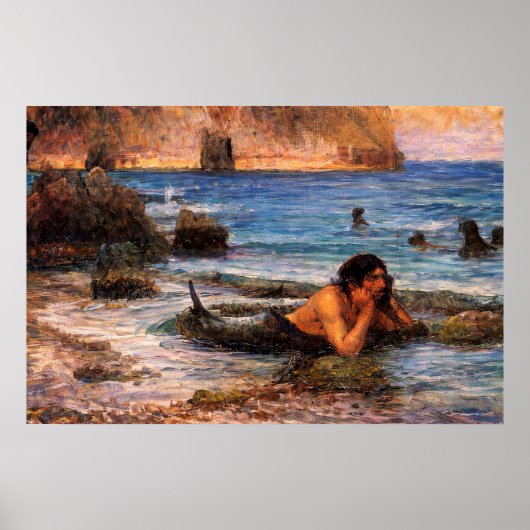 The Merman by John William Waterhouse Poster (Voorkant)
