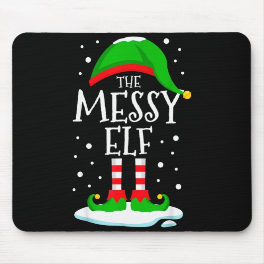 The Messy Elf Christmas Family Matching Xmas Group Muismat (Voorkant)