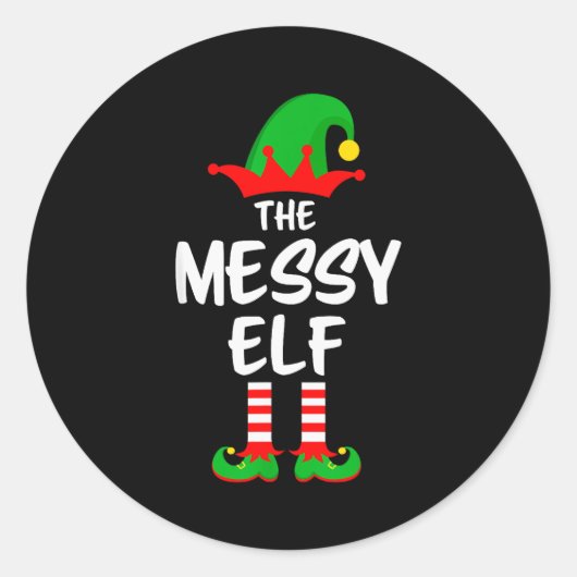 The Messy Elf Matching Family Christmas  Ronde Sticker (Voorkant)