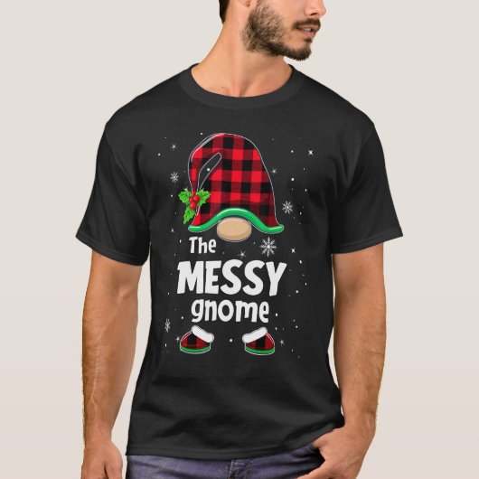 The Messy Gnome Buffalo Plaid Christmas Matching F T-shirt (Voorkant)