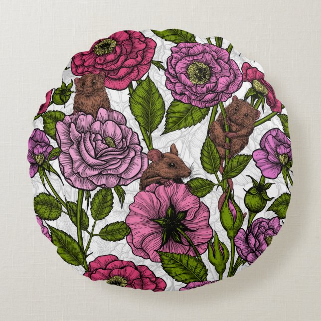 The mice party rond kussen (Voorkant)