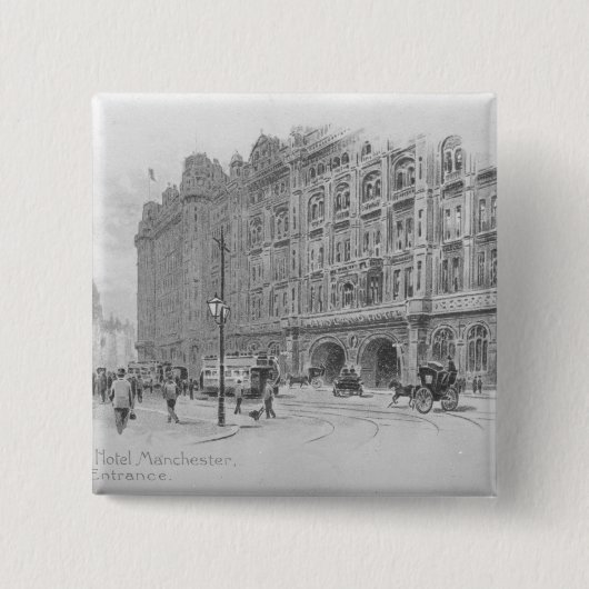 The Midland Hotel, Manchester, c.1910 Vierkante Button 5,1 Cm (Voorkant)