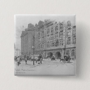 The Midland Hotel, Manchester, c.1910 Vierkante Button 5,1 Cm