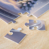 The Midnight Glow | Snowy Cabin Cloche Legpuzzel (Zijkant)