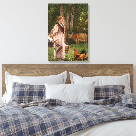 The Milk Maid (door Winslow Homer) Canvas Afdruk (Insitu (Slaapkamer))