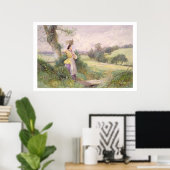 The Milkmaid, 1860 (m/c op papier) Poster (Thuiskantoor)