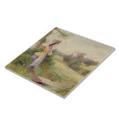 The Milkmaid, 1860 Tegeltje (Zijkant)