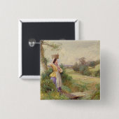 The Milkmaid, 1860 Vierkante Button 5,1 Cm (Voorkant /achterkant)