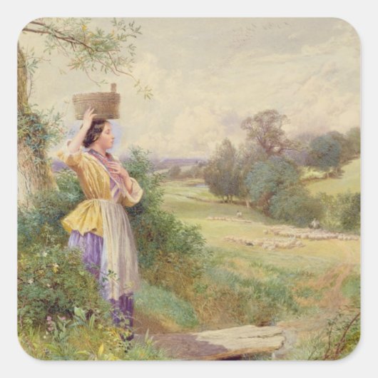 The Milkmaid, 1860 Vierkante Sticker (Voorkant)