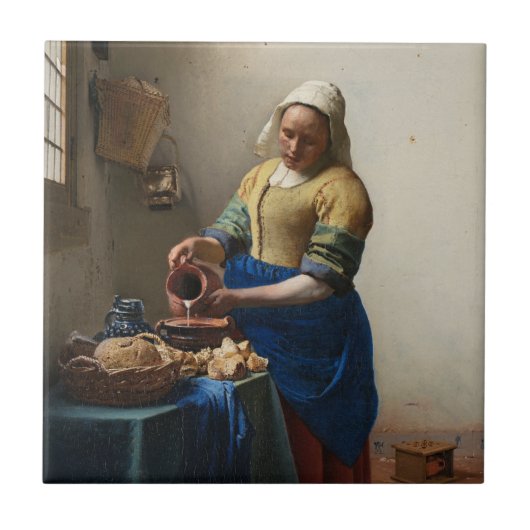 The Milkmaid by Johannes Vermeer, c. 1660 Tegeltje (Voorkant)