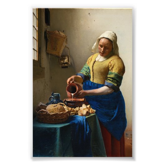 The Milkmaid by Johannes Vermeer Foto Afdruk (Voorkant)