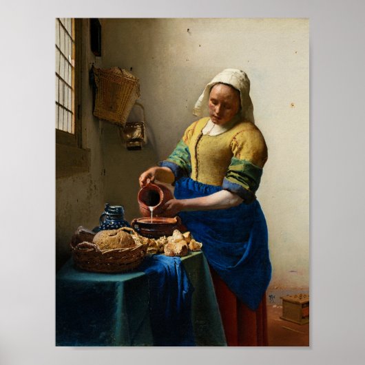 The Milkmaid by Johannes Vermeer Poster (Voorkant)