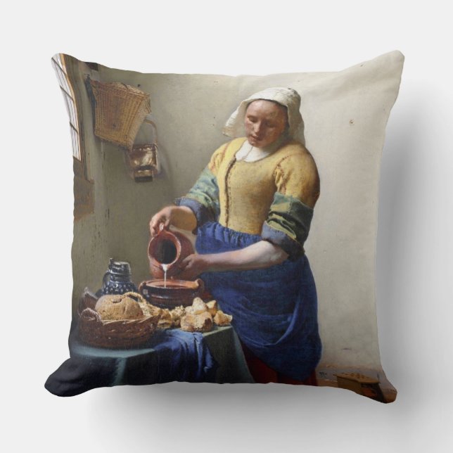 The Milkmaid, c.1658-60 (olie op canvas) Kussen (Voorkant)