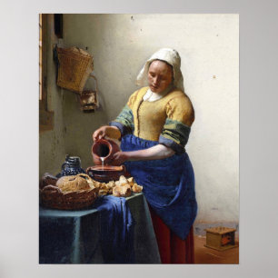 The Milkmaid, c.1658-60 (olie op canvas) Poster