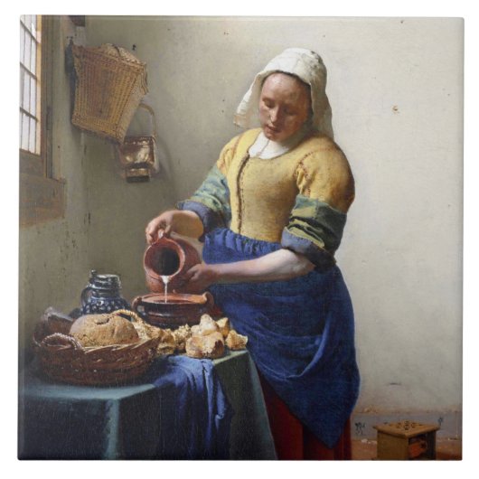 The Milkmaid, c.1658-60 (olie op canvas) Tegeltje (Voorkant)
