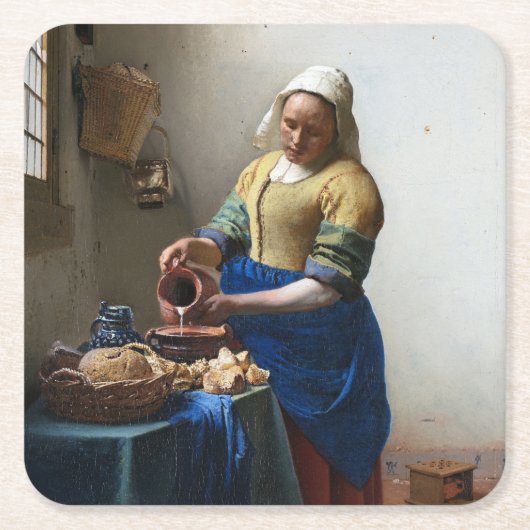 The Milkmaid, Johannes Vermeer, 1657-1658 Kartonnen Onderzetters (Voorkant)