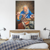 The Mill of Time: Symbolic Oil Painting of Old Man Canvas Afdruk (Insitu (Slaapkamer))