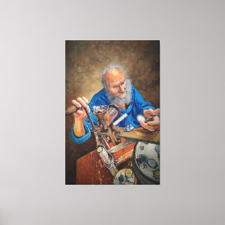 The Mill of Time: Symbolic Oil Painting of Old Man Canvas Afdruk