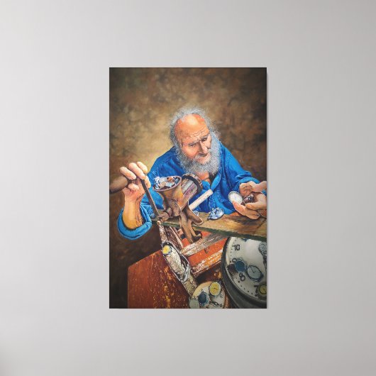The Mill of Time: Symbolic Oil Painting of Old Man Canvas Afdruk (Voorkant)
