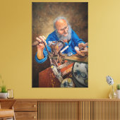 The Mill of Time: Symbolic Oil Painting of Old Man Canvas Afdruk (Insitu (Woonkamer))