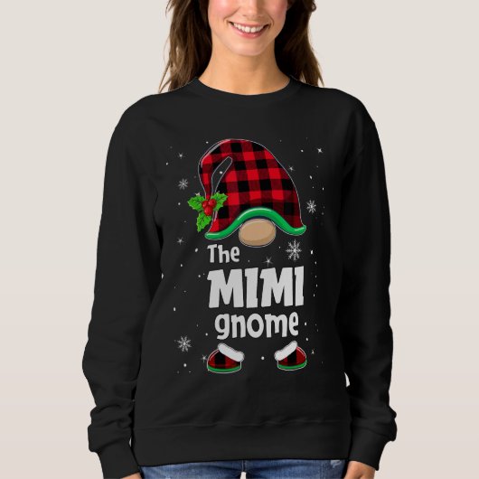 The Mimi Gnome Buffalo Plaid Christmas Matching Fa Trui (Voorkant)
