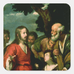 The Mirakel of the Loaves and Fishes, c.1630 Vierkante Sticker