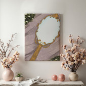 The Mirror I - A Golden Mirror on the Grass Canvas Afdruk