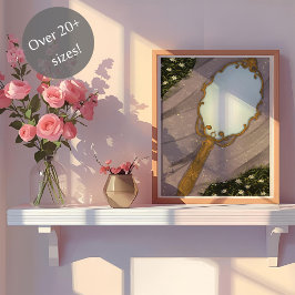 The Mirror I - A Golden Mirror on the Grass Poster