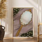 The Mirror I - A Golden Mirror on the Grass Poster