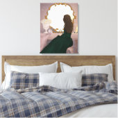 The Mirror II - Sitting in Piece Canvas Afdruk (Insitu (Slaapkamer))