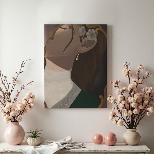 The Mirror III - A Girl Half Hidden Canvas Afdruk